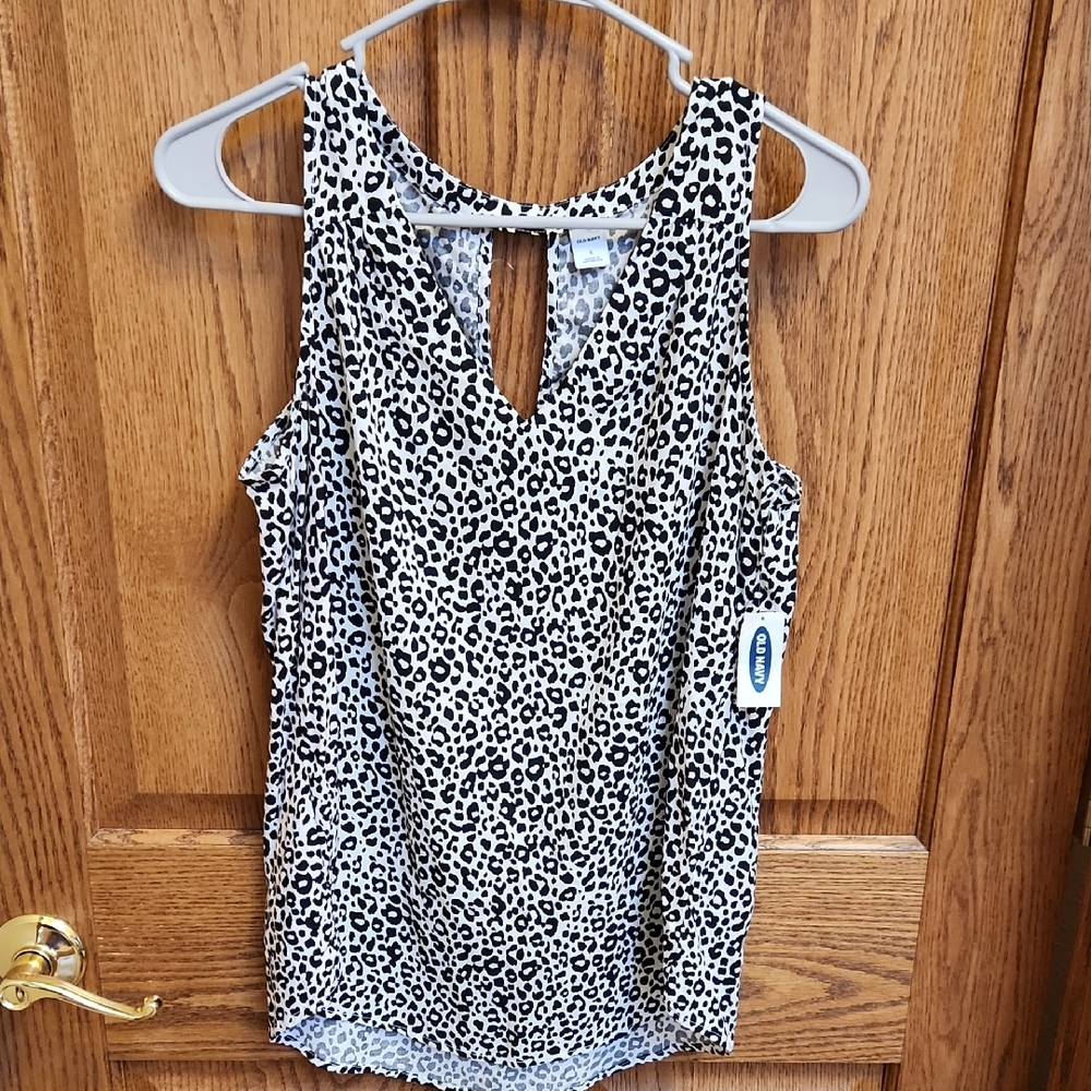 Old Navy Women's Sleeveless Leopard Tank - Black & White